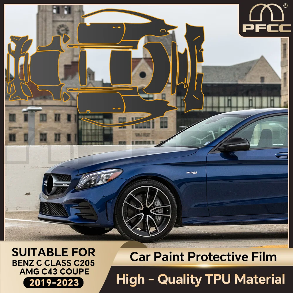 

Pre-cut For Mercedes BENZ C CLASS C205 AMG C43 COUPE 2019-2023 TPU Paint Protection Film Car Body Anti-scratch Clear Bra PPF