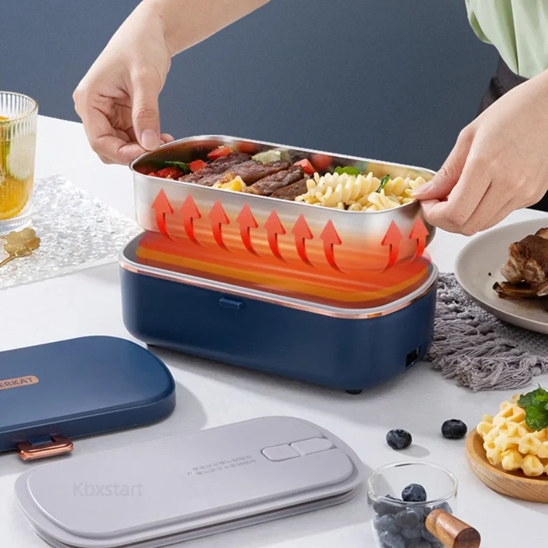 

900ml Electric Lunch Box Portable Rice Cooker Thermostatic Heating Food Warmer Bento Box for Office Water-Free Heating