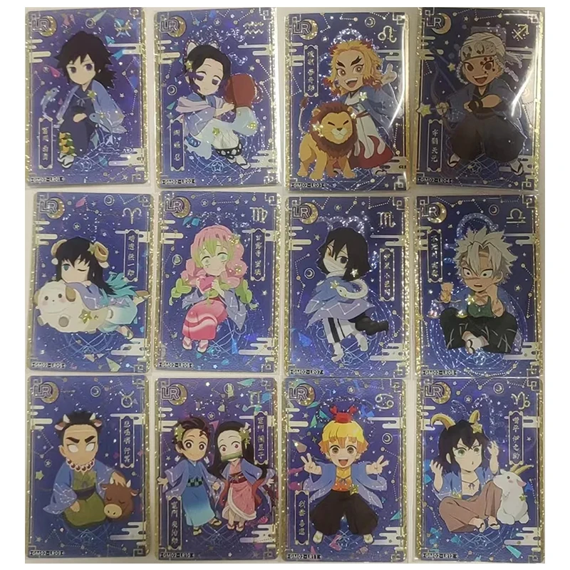 Anime demon slayer raro ur cp tgr ssp sp lr sr cartão colecionável akaza obanai mitsuri sabito giyuu brinquedos para meninos presente de aniversário