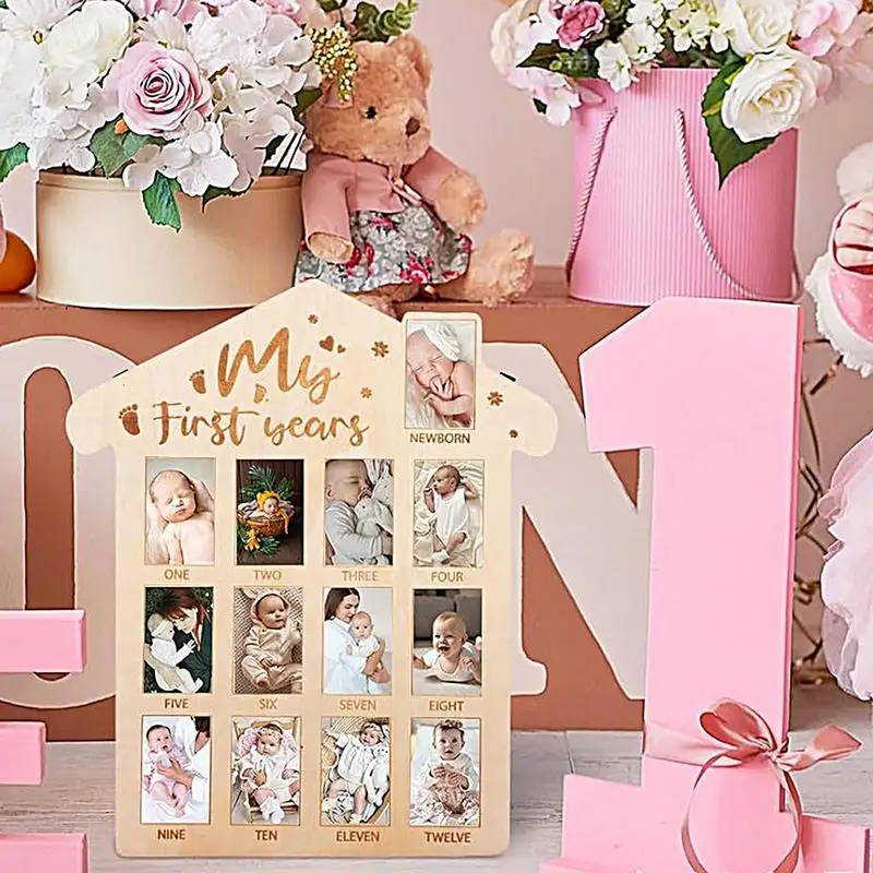 First Year Photo Display Board Monthly Photo Display Milestone Wood Board Newborn To 12 Months Journey Frame Nursery Decorations