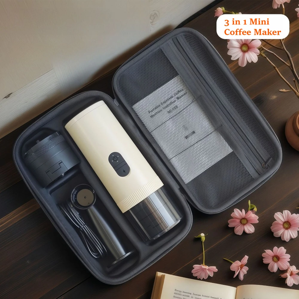 Portable Capsule Coffee Machine Wireless Espresso Maker, 3 in 1 Small Outdoor Coffee Extractor
