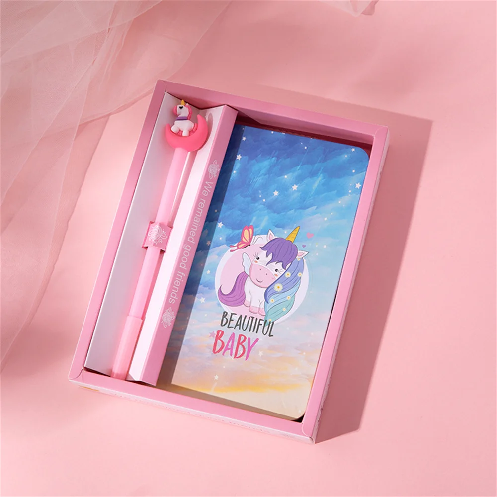 1 Set Cartoon Cute Pink Unicorn Notebook Writing Diary Book Kids Gift Notepad Handbook Kawaii Stationery School Office Supplies