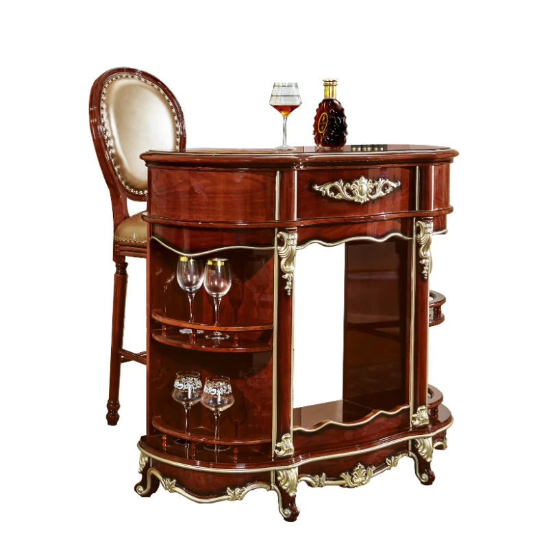 High quality solid wood home mini bar counter with Bar stool