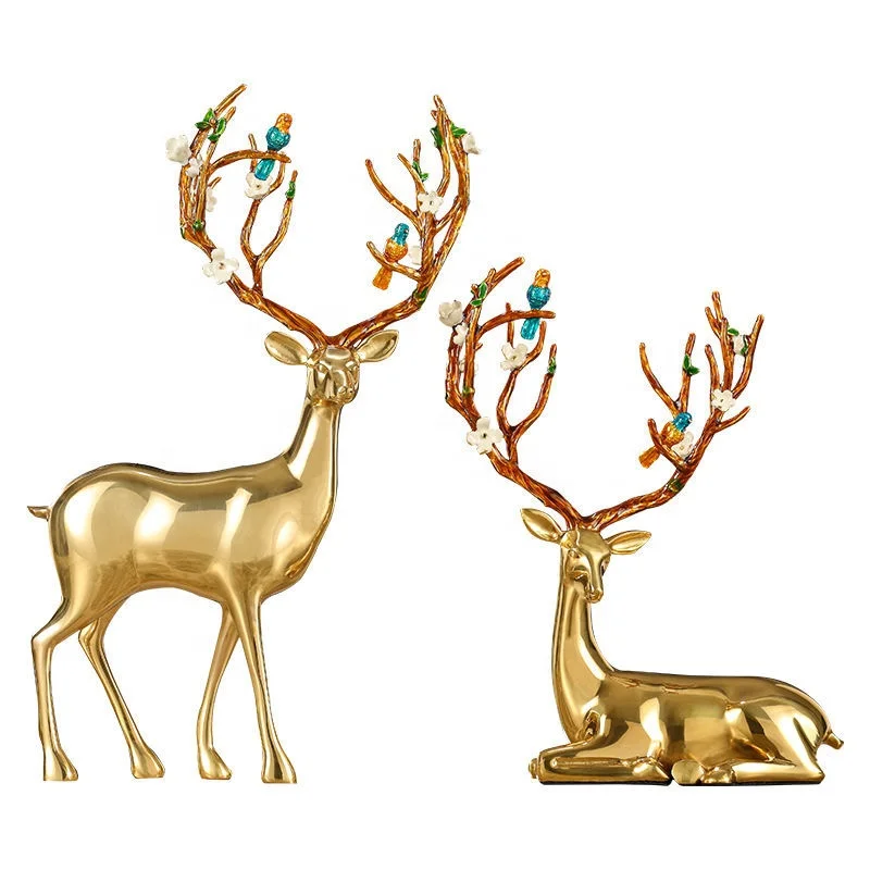 Cute exquisite bronze decoration pure copper sika deer brass animal ornament