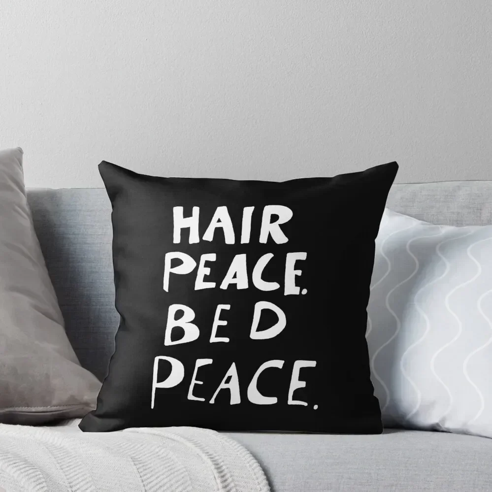 

[HQ] John and Yoko Hair Peace Bed Peace Protest Text (WHITE VERSION) Throw Pillow Decorative pillowcase Christmas Covers pillow