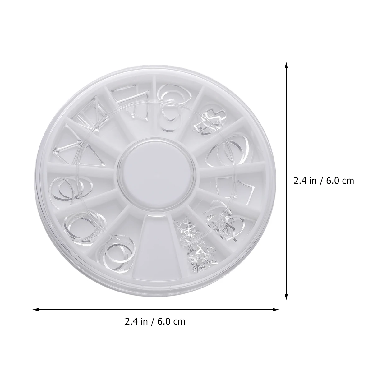 

Silver Hollow Patch Nail Metal Decor 12 Grids Various Sizes Shapes DIY Glamorous Studs Salon Home Use Nail Decor