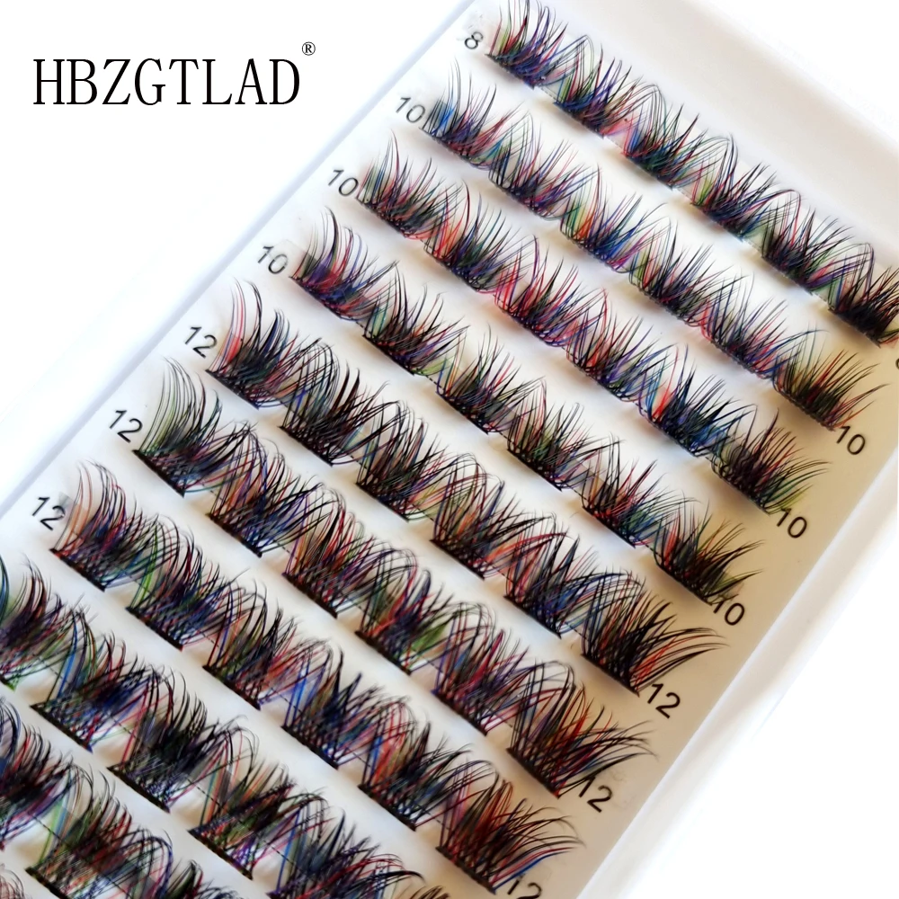 Mix Color Russian Volume beam Eyelashes Segments Natural Lashes DIY Cluster Eyelashes Segment Lashes Mixed size Rainbow Eyelash