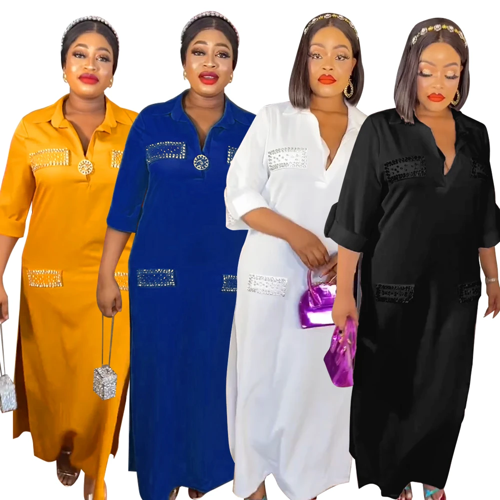 

African Dresses for Women Plus Size Boubou Africa Clothes Dashiki Ankara Autumn Kaftan Maxi Long Dress Djellaba Femme Abayas