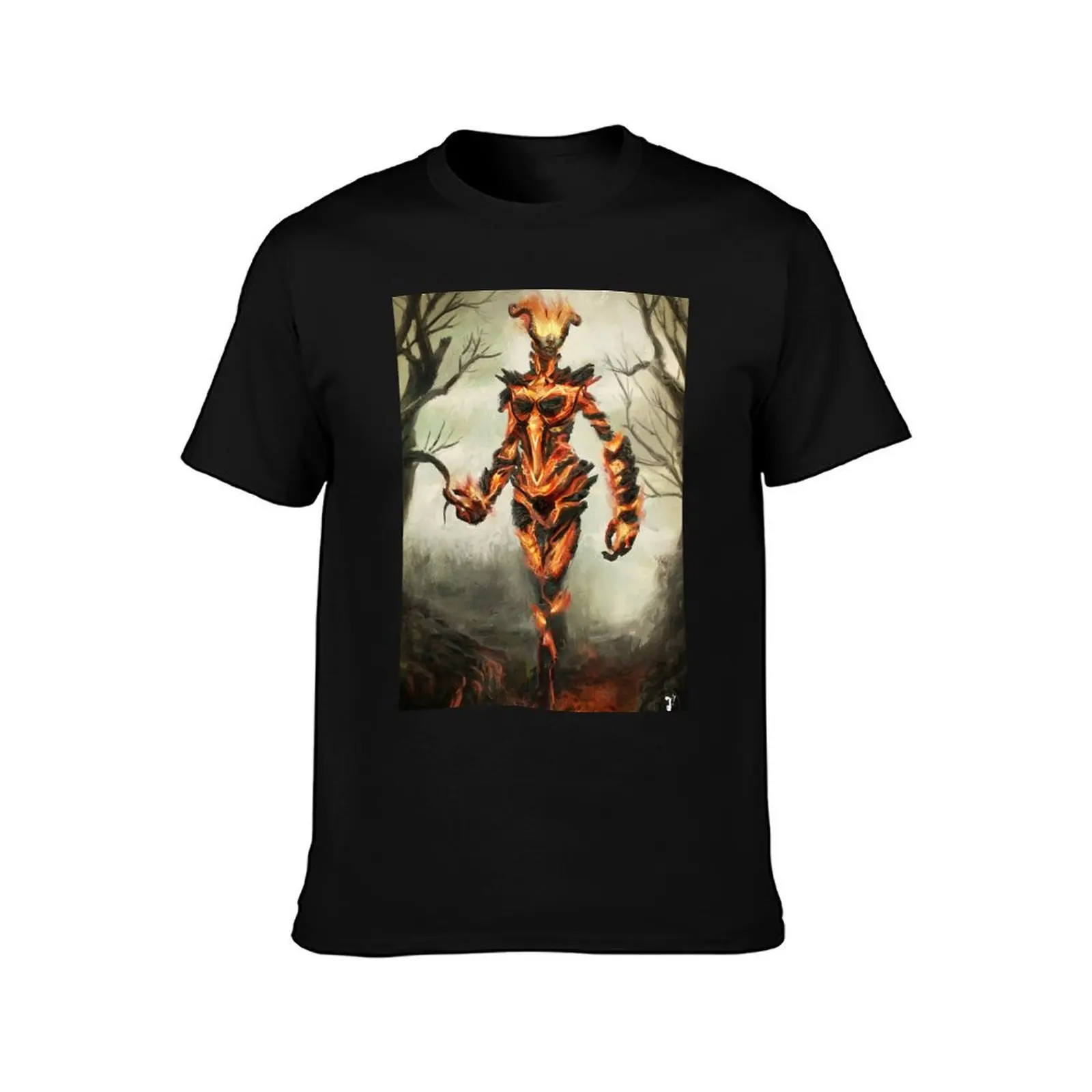 Skyrim Flame Atronach Fan Art Poster T-Shirt clothes funny costumes mens tall t shirts