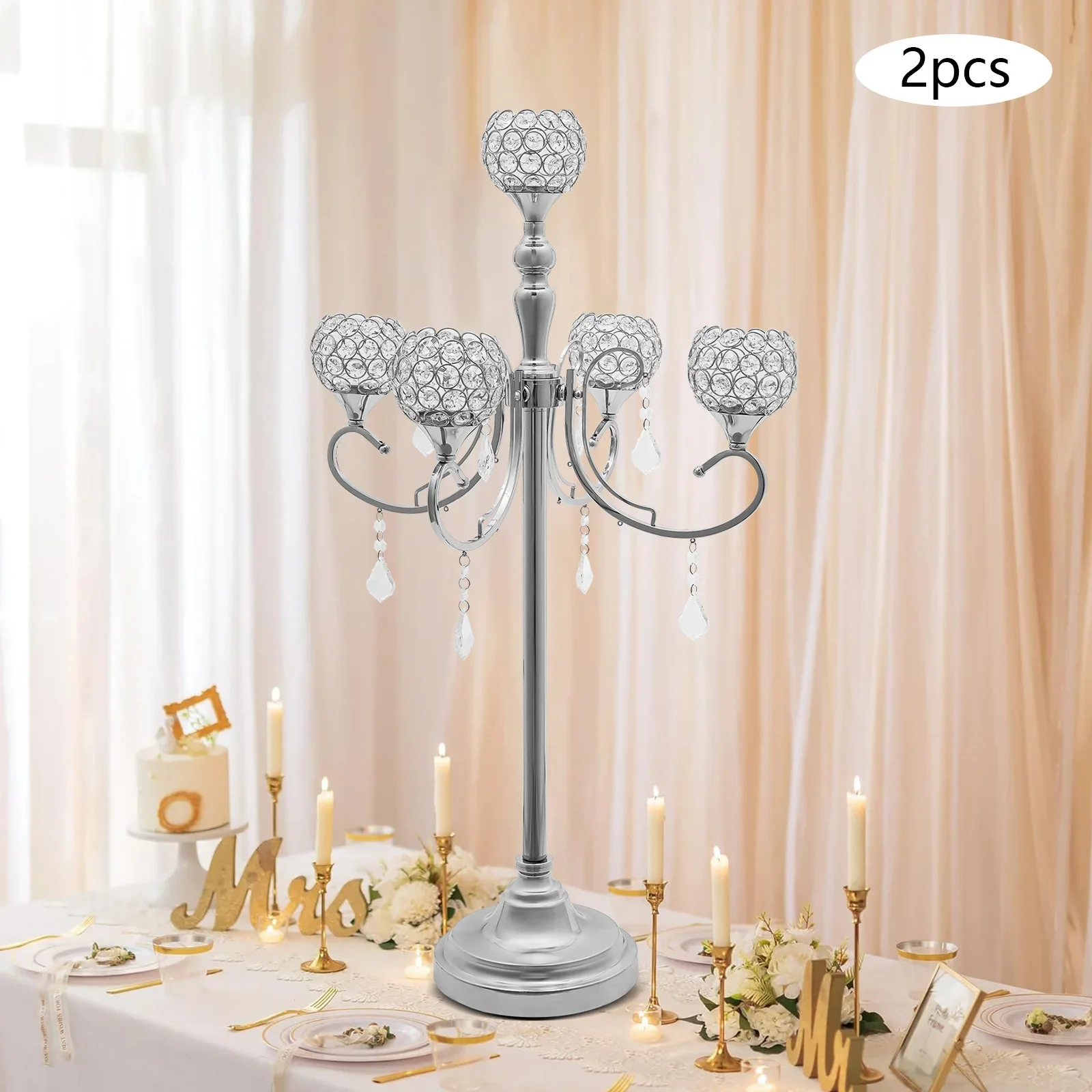 

5 Arms Crystal Candelabra Centerpieces, Candle Holder Centerpiece, Candle Holder