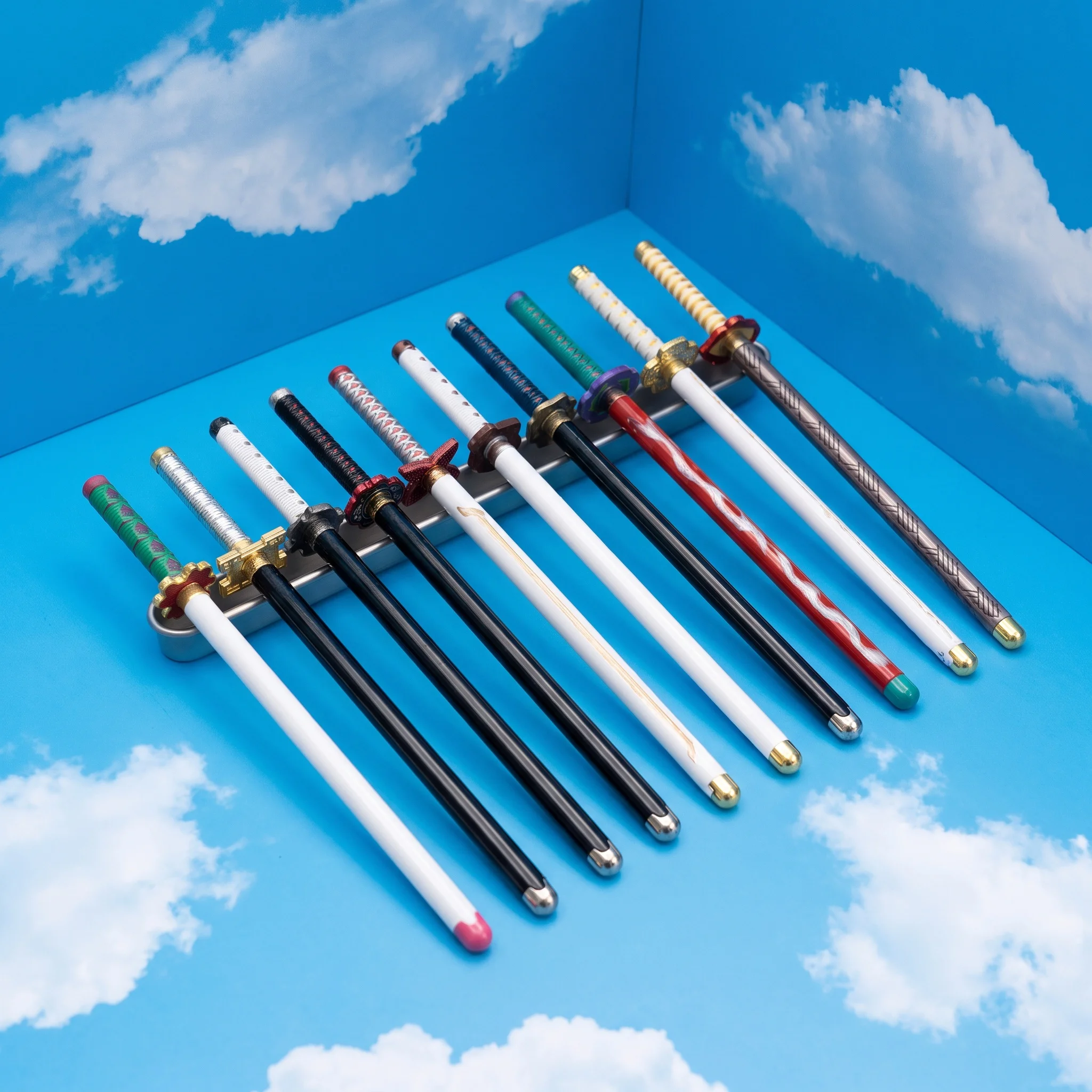 7.8inch Demon Slayer Katana Anime Cosplay Prop Sword Knife Blade Sabre Plastic Pen Ballpoint Stationery Writing Model Toy Gift