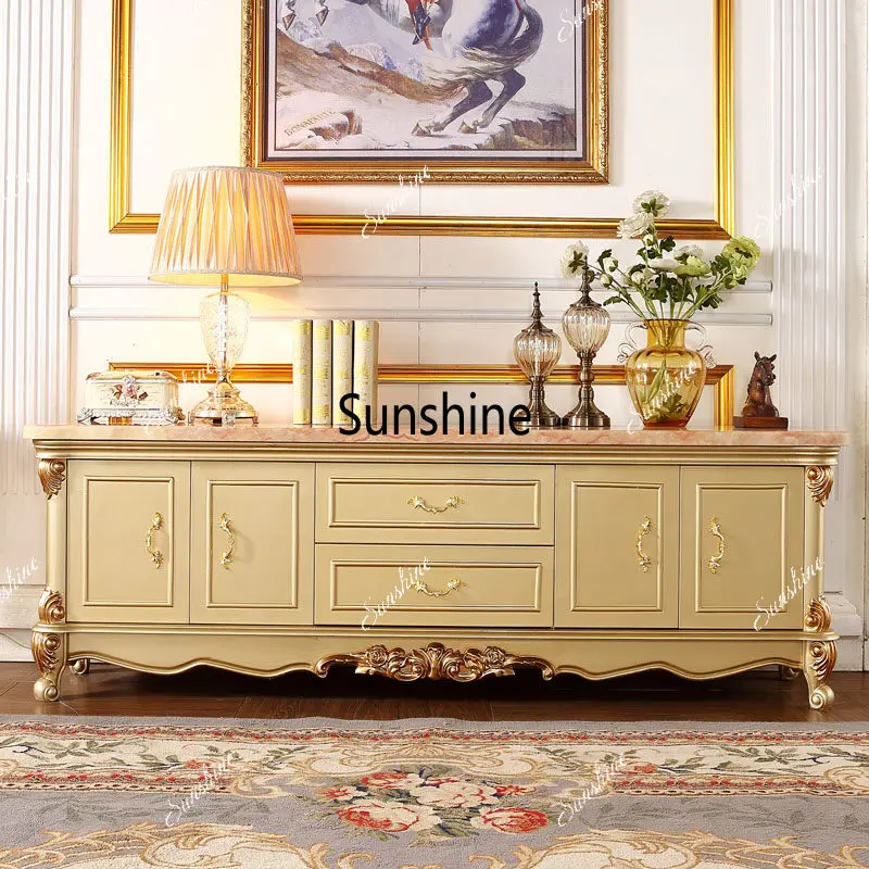 European TV cabinet high bedroom solid wood living room heightened storage room