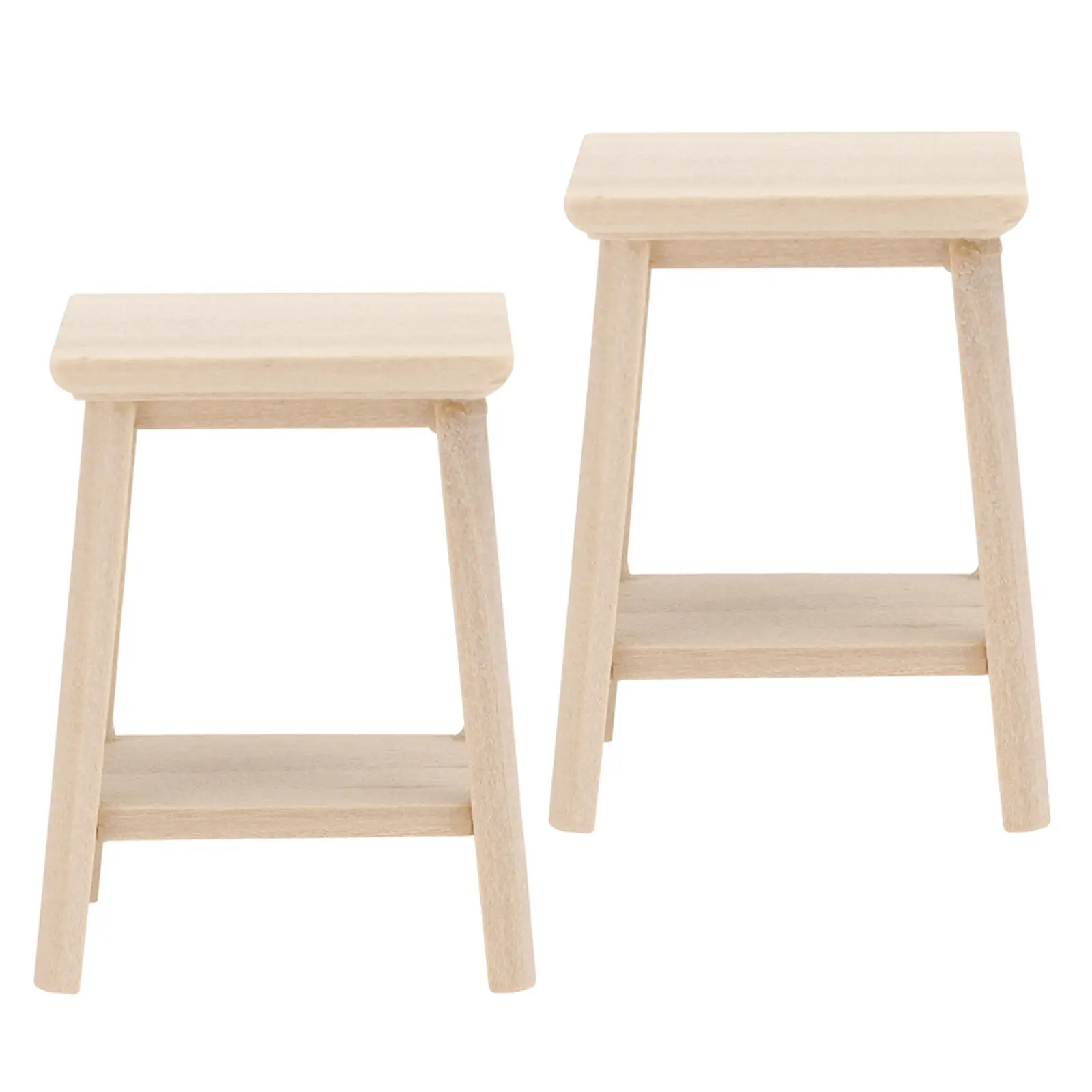 

2Pcs Miniature Wooden Stool Rustic Design Mini House Furniture Bedroom Living Room Layout Decor Micro Prop Accessories