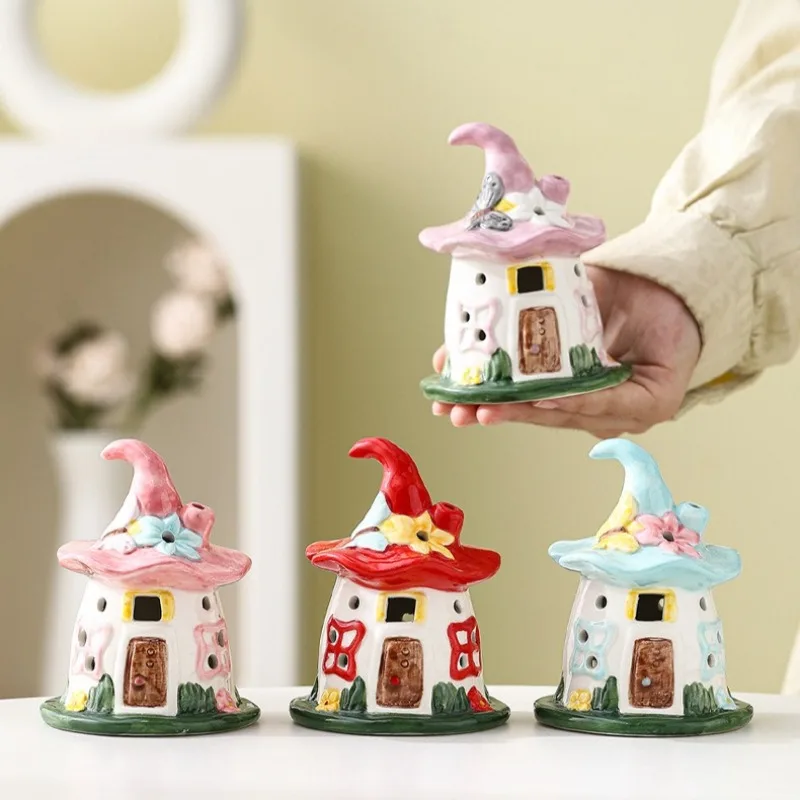 

​ ​ ​ ​ ​ ​ ​ Зачарованный сказочный коттедж, ночник, керамический грибной домик, декор для спальни, милый светильник для сна, подарок для девочек, детей