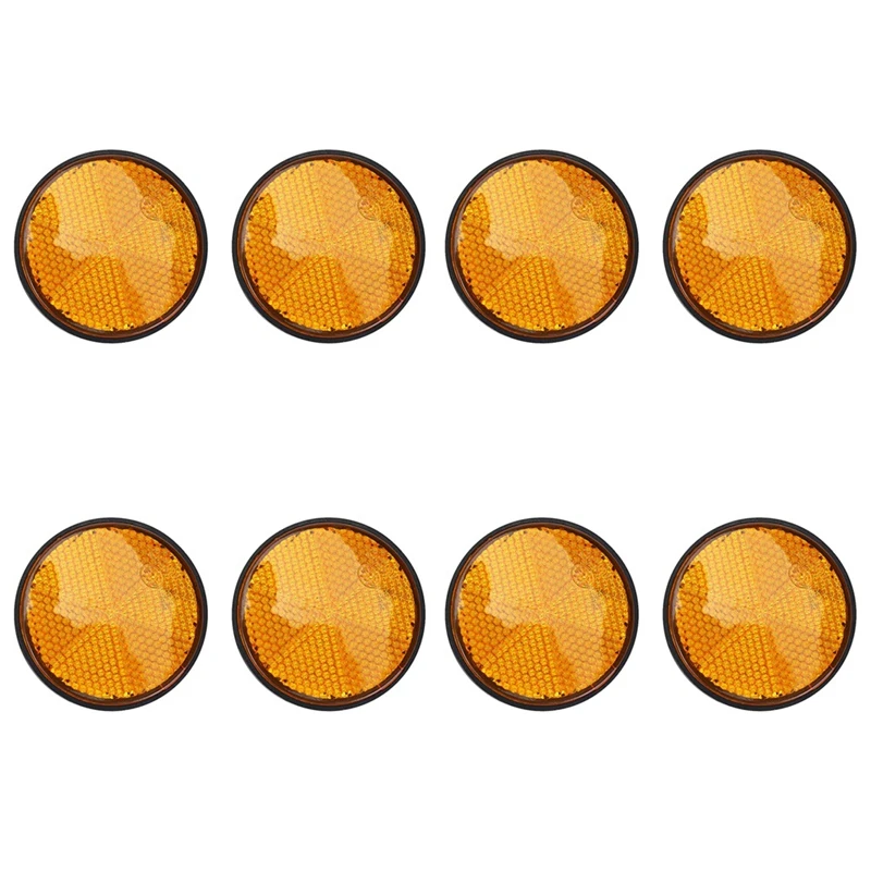 8Pcs 2 Inch Round Orange Reflector Universal For Motorcycle ATV Dirt Bike