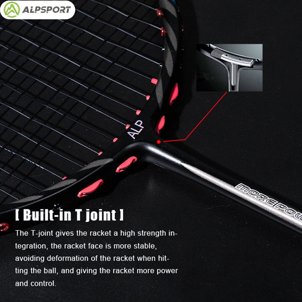 Alpsport ZY 3U T800 Badminton racket Offense Max 38 lbs Imported  100% Professional Carbon Fiber + Titanium Badminton Racket