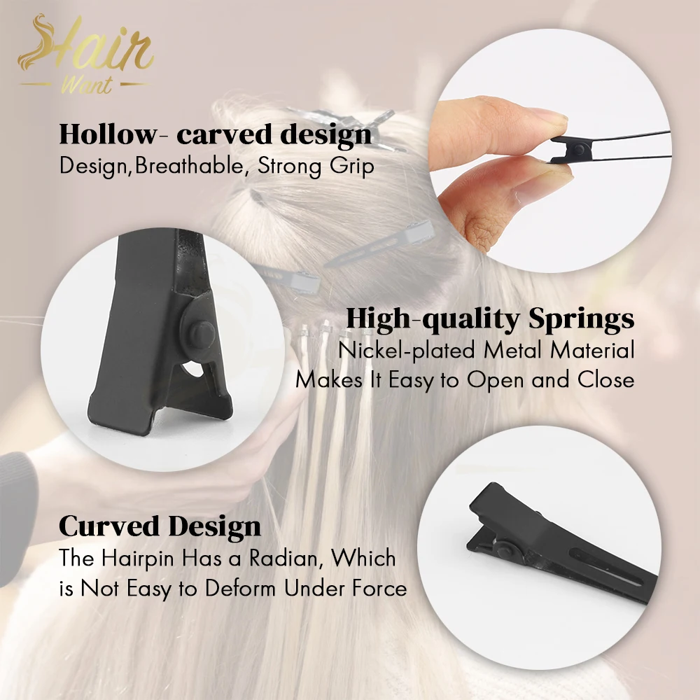 Hair Want Metal Seamless Duckbill Clips Fixed Hair Clips Matte Finish Hair Clips for Styling Sectioning Hairpin Clamps