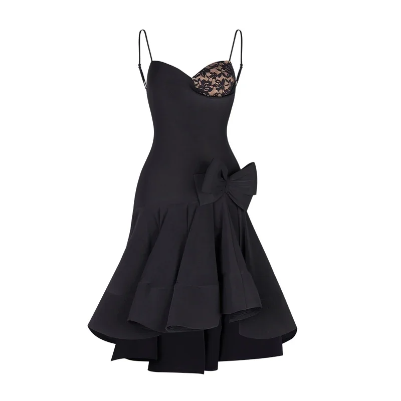 Abito da ballo latino per ragazze Gonna altalena grande senza schienale con fionda Chacha Rumba Tango Abito da competizione di ballo latino per bambini ZYM