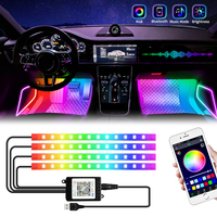 LED Car Interior Ambient Foot Light with USB Wireless Remote Music App Control Auto RGB Atmosphere Decorative Lamps