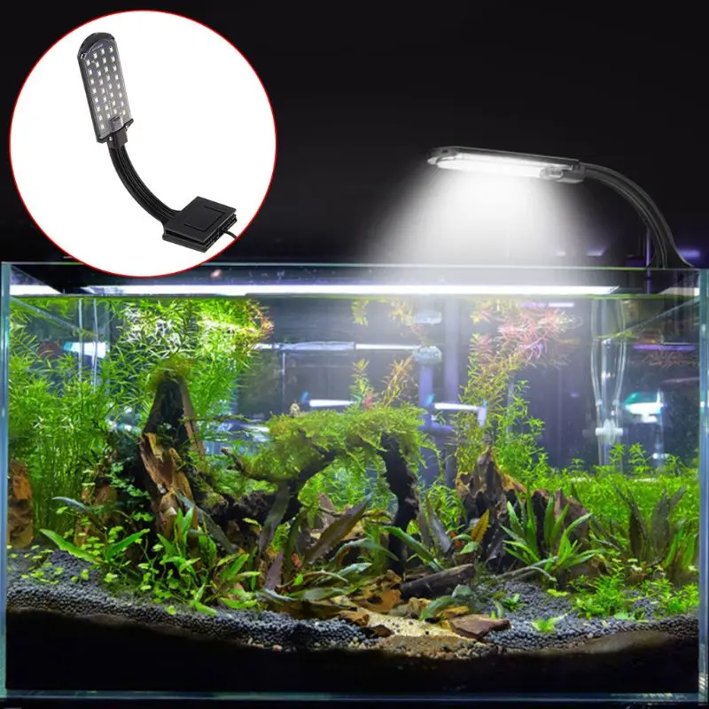 ปลาสำหรับถังคลิปบน Light CLAMP Aquarium ไฟขนาดเล็ก 32 ลูกปัด LED สีขาวและสีฟ้า 5W ส่งเสริมน้ำ Grow