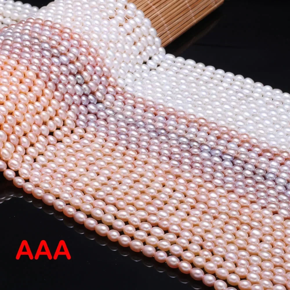 

4-5MM Natural Freshwater Pearl Beads High Quality Rice Shape Punch Loose Beads for DIY Elegant Necklace Bracelet Jewelry Making