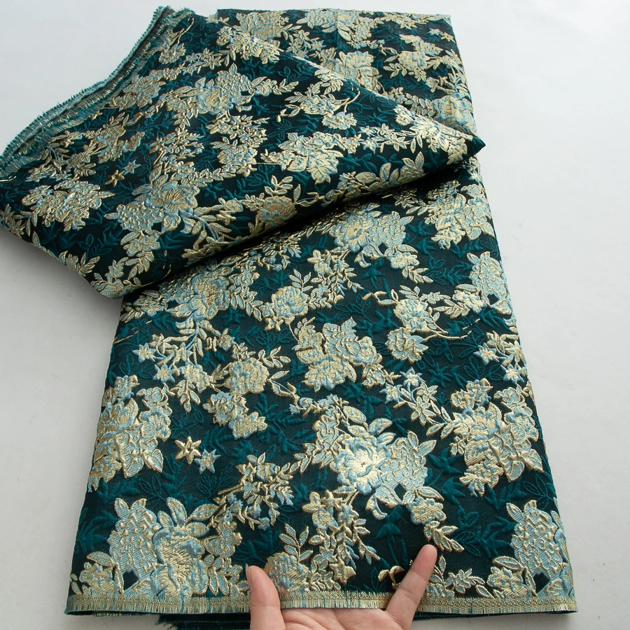 

Нигерийская жаккардовая кружевная ткань 2025, французская парчовая кружевная ткань, высокое качество, 5 ярдов, позолота, элегантное платье для шитья женщин