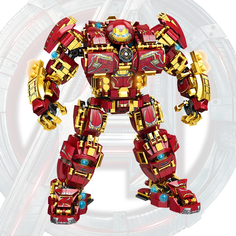 City War Avengers Marvel Iron Man Movie Super Armor Robot Building Blocks Warrior Mecha Figure Weapon Bricks Toys For Kids Gifts