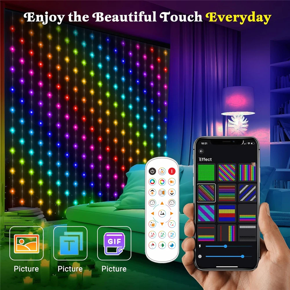 1/2 قطعة 400LED أضواء الستار LED الذكية سلسلة ضوء App التحكم مزامنة الموسيقى لتقوم بها بنفسك نمط مقاوم للماء للداخلية في الهواء الطلق ديكور الحفلات