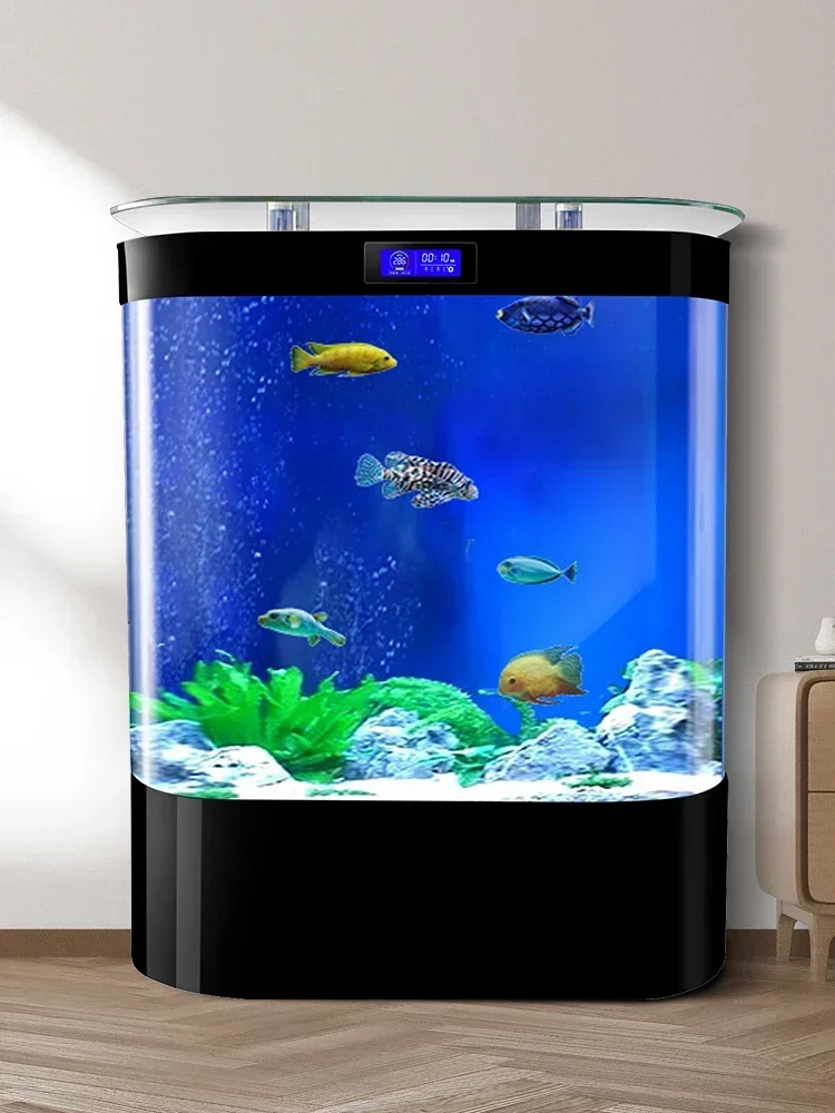 Premium  Fish tank with rounded corners, ultra white acrylic glass, modern light luxury, no need to change water