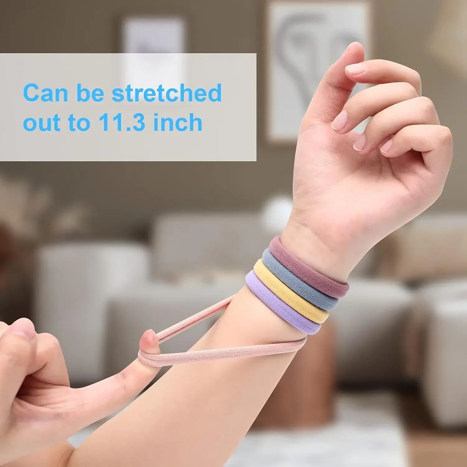 100PCS Colorful Large Hair Ties, Cotton Hair Bands Seamless Ponytail Holders for Women, Hair Elastics, 10 Colors