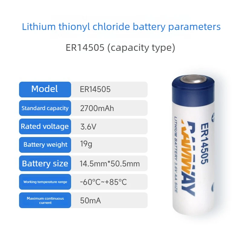 ER14505 3.6V Lithium Battery 2700mAh for Smart Water Meter Gas Meter Electric Meter Servo Drive Alarm GPS Tracker IoT Device