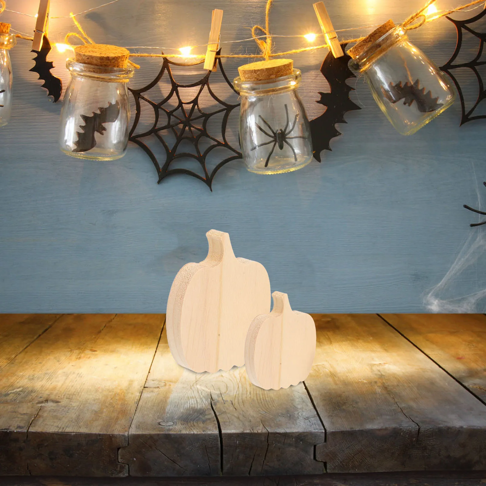 

3pcs Wooden Pumpkin Decoration For Thanksgiving Fall Unfinished Wood Pumpkins Harvest Festival Desktop Ornament Party Scene