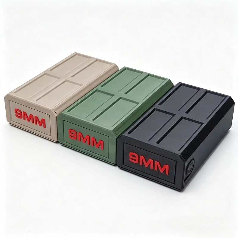 9Mm Retractable Ammo Storage Box Tactical Style Portable 3D Printed Sliding Ammunition Bullet Box Desktop Bullet Case Organizer