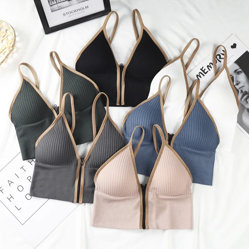 Spring Autumn Strapless Vest Women's Base Shirt Inner Wear Outerwear No Steel Ring Chest Pad Tube Top Korean Style Nylon