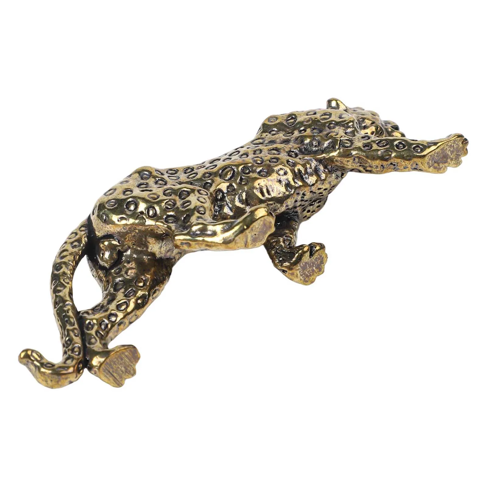 Figurine Leopard Statue Ornament Sturdy Tabletop Sculpture Timeless Look Unique Touch Animal Brass Construction Decoration