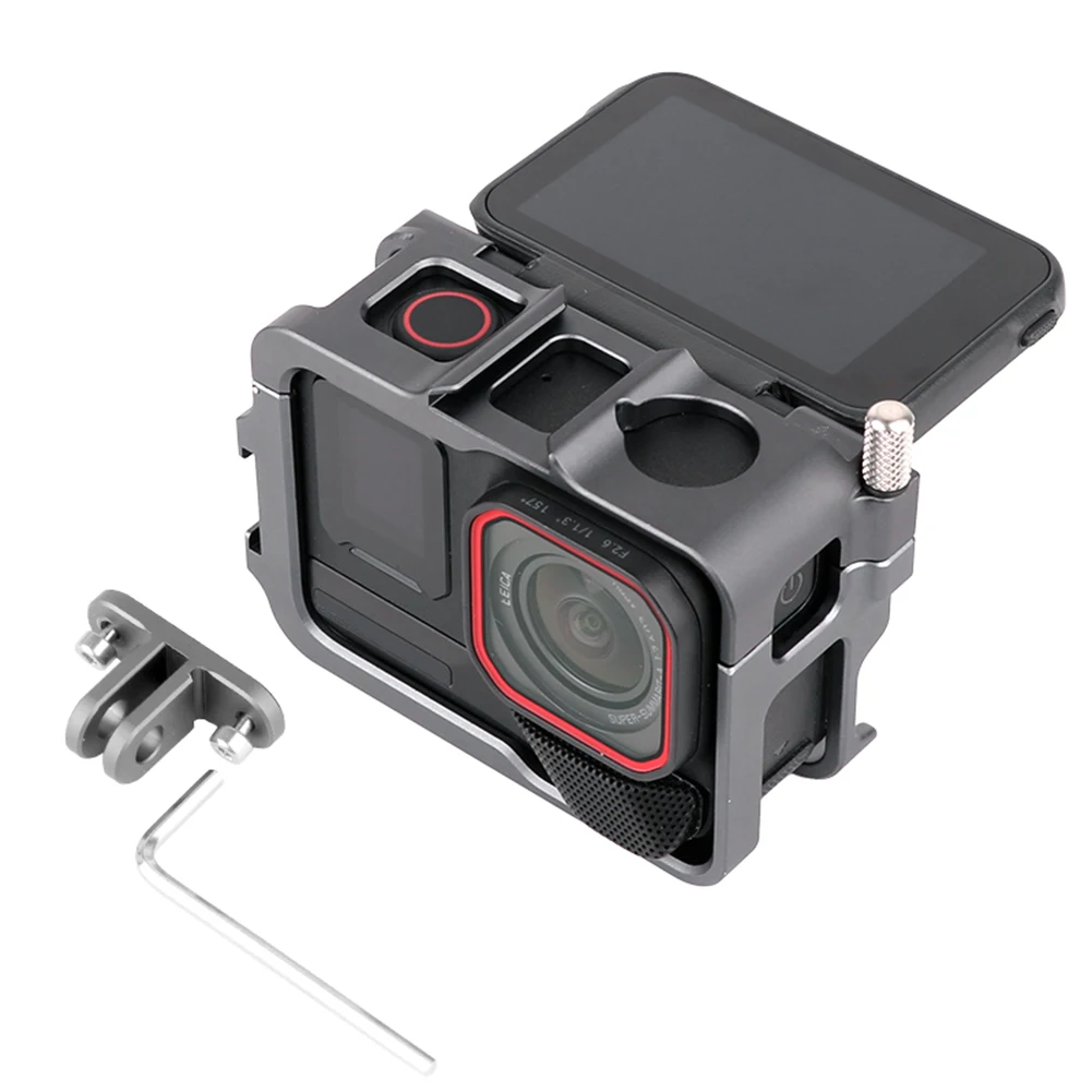 Jaula de marco de aluminio con zapata fría, funda de marco de cámara, jaula de cámara para Insta360 Ace Pro 2 para Insta360 Ace/Insta360 Ace Pro