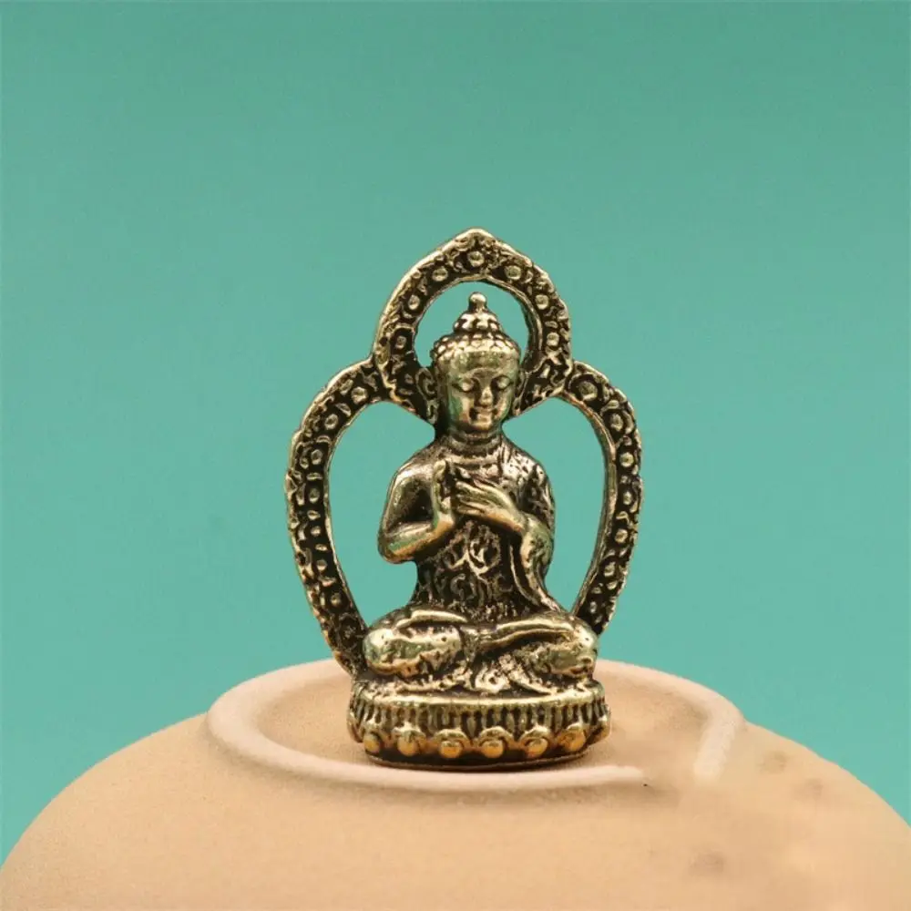 Handcraft Buddha Statue Chinese Style Pure Brass Vivid Buddha Pendant Miniature Mini Brass Buddha Car Pendant