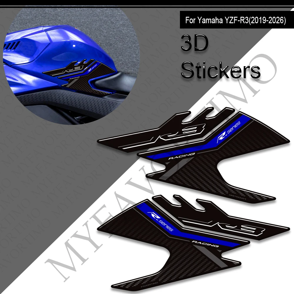 دراجة نارية ل YZF-R3 YZF R3 YZFR3 2017 - 2025 خزان وسادة غطاء القبضات الغاز زيت الوقود عدة الركبة هدية الحاجز يغطي حماية ملصق