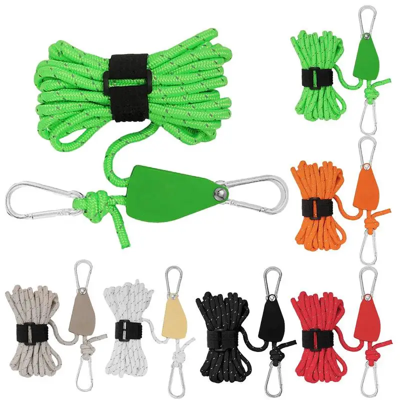 Paracord Tent Pulley Gear For Camping Tent Waterproof Patio Canopy Rooftop Tent Ratchet 5m Rope With Reflective Line