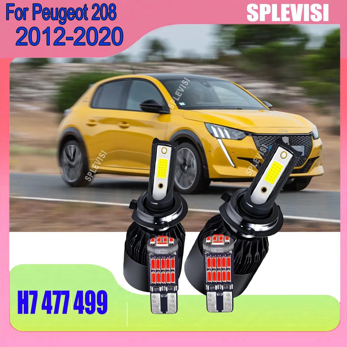 

LED H7 60W 6000LM Headlight Conversion Kit -1:1 Size Easy Plug and Play For Peugeot 208 2012 2013 2014 2015 2016 2017 2018-2020
