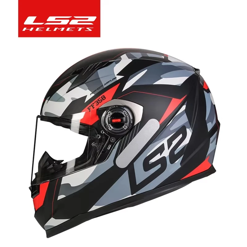 LS2 Оригинальный мотоциклетный шлем FF358 Capacete LS2 Анфас Шлем ABS Shell Мужчины Женщины Мотоциклетный гоночный шлем Casco Moto Casque