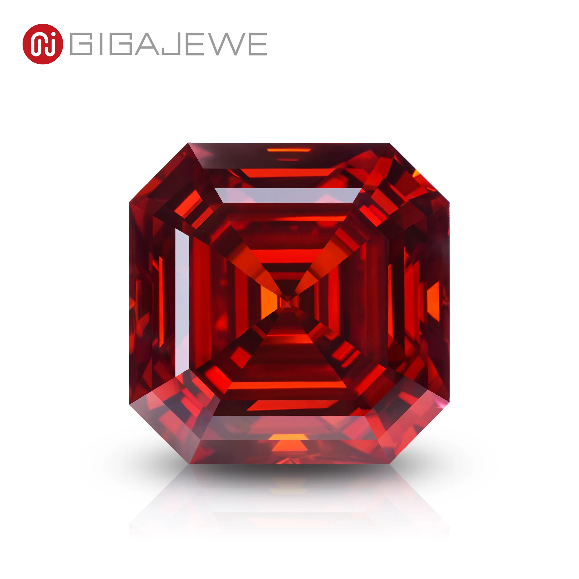 

GIGAJEWE Moissanite Handmade Asscher Luxury red Color VVS1 Premium Gems Loose Diamond Test Passed Gemstone For Jewelry Making