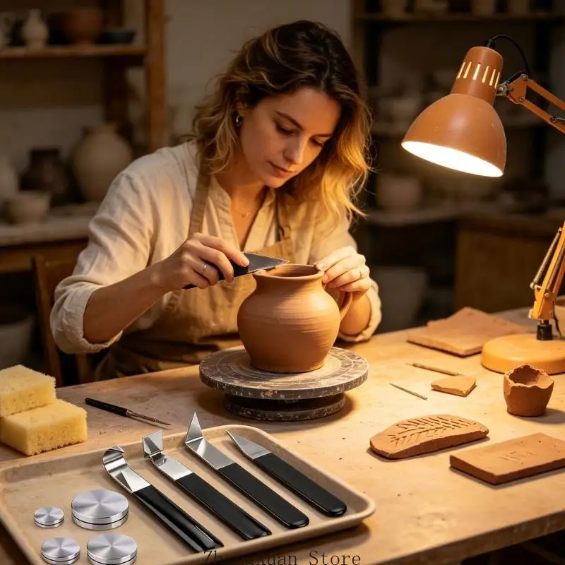 Ton-Schnitzwerkzeug-Set mit glattem Metall für detaillierte Bastelarbeiten, Projekttrimmen, 3 x – Detail 3