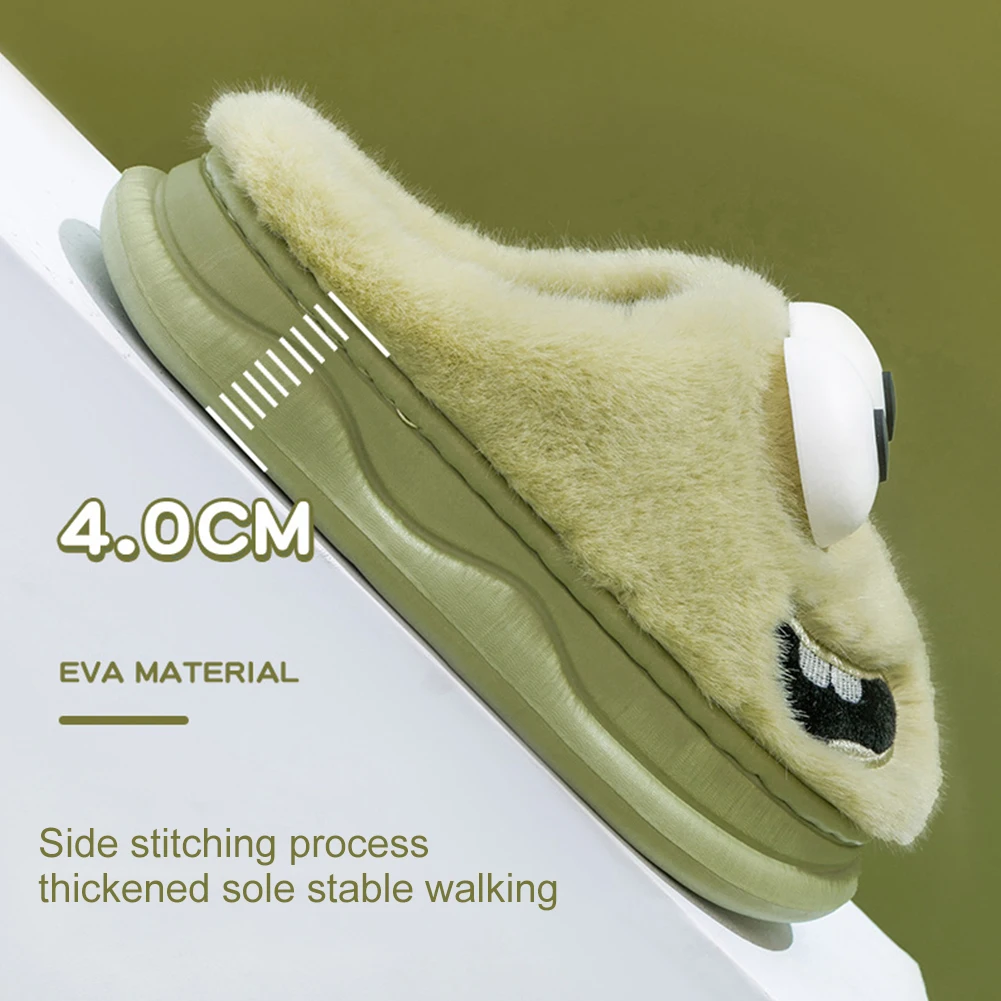 كبير العينين الكلب نعال قماش الحرارية جرو النعال مريحة غامض شباشب بصور حيوانات فروي مغلق تو النعال لخريف شتاء