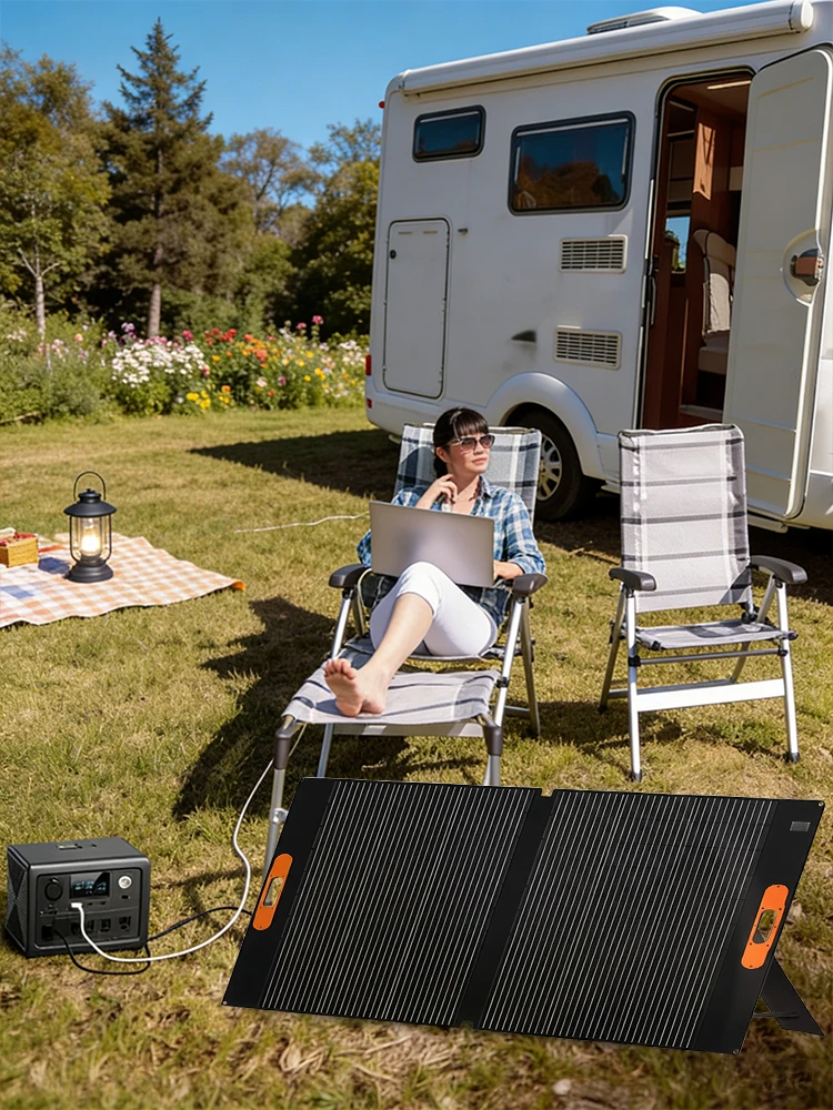 100W Tragbares Solarpanel Faltbares Solarpanel-Set Wasserdichter Notstrom-Solarladegerät für Powerstation Camping Solar