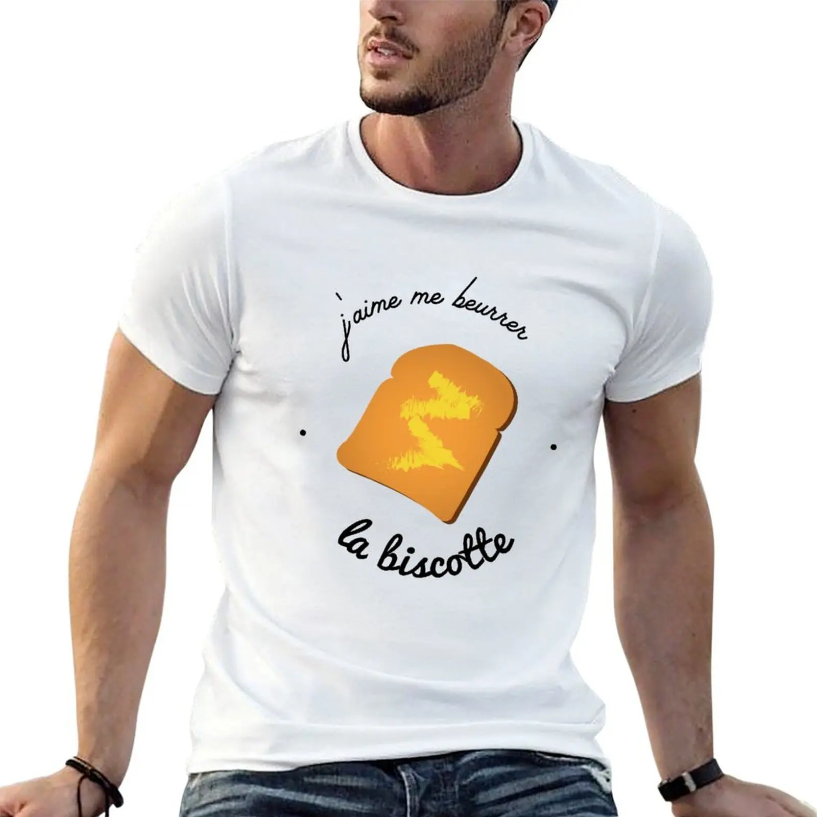 I love to butter the biscotte - OSS 117 T-Shirt t shirt man plain man t shirt cotton cotton t shirt man T-shirt