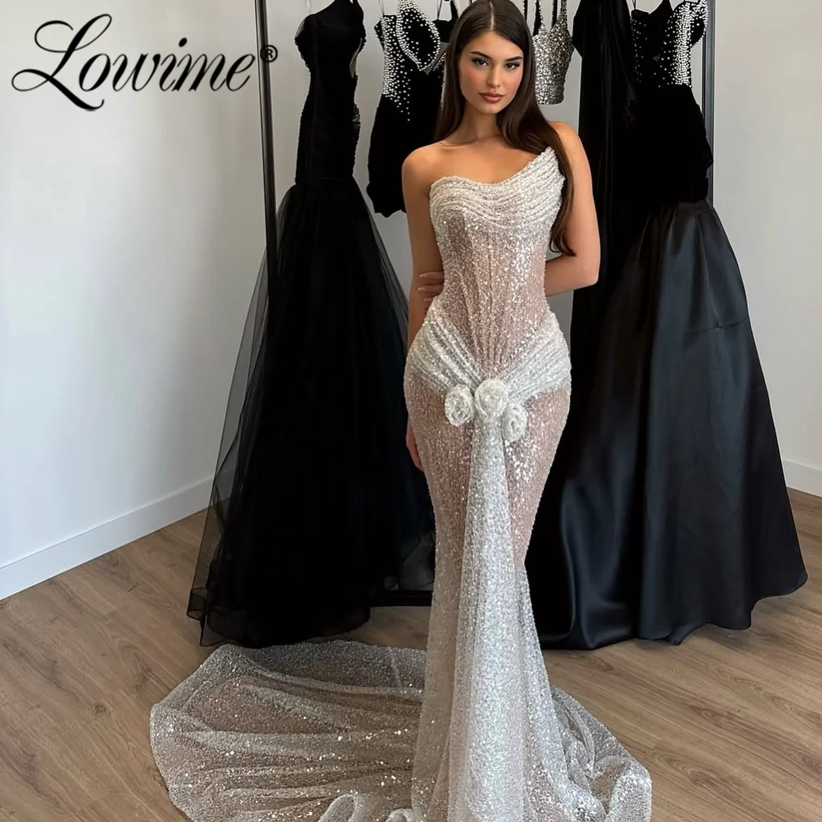 

Long Beaded Mermaid Prom Dresses Customized 2025 Strapless Birthday Party Dress Vestidos de fiesta Women Evening Gowns Elegant