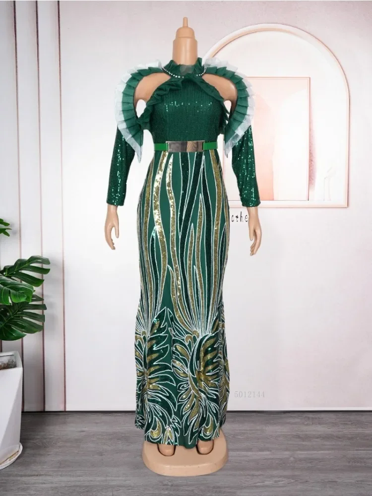 

Роскошное африканское платье больших размеров с пайетками, элегантное длинное платье Анкары для женщин, вечернее платье для свадебной вечеринки, женская одежда