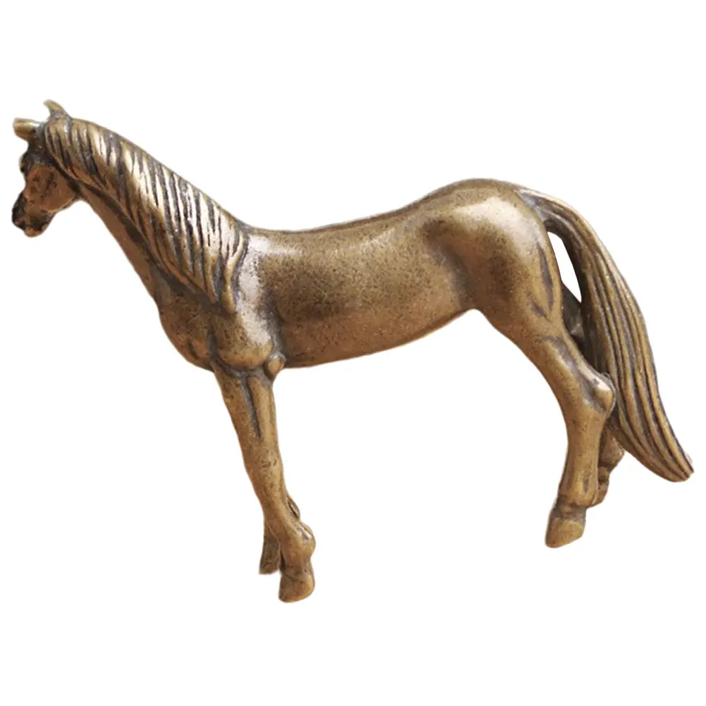 

Brass Solid Horse Ornament Statue Sculpture Metal Retro Decor Figurines Desktop Office Craft Gift Home Decorations