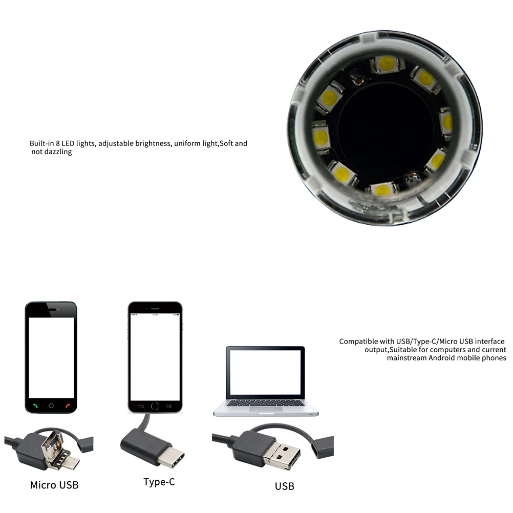 3 في 1 USB مجهر رقمي محمول 50-1000x التكبير 1080p كاميرا بـ USB 8 المصابيح للبشرة مصنع الحيوان فحص الكمبيوتر